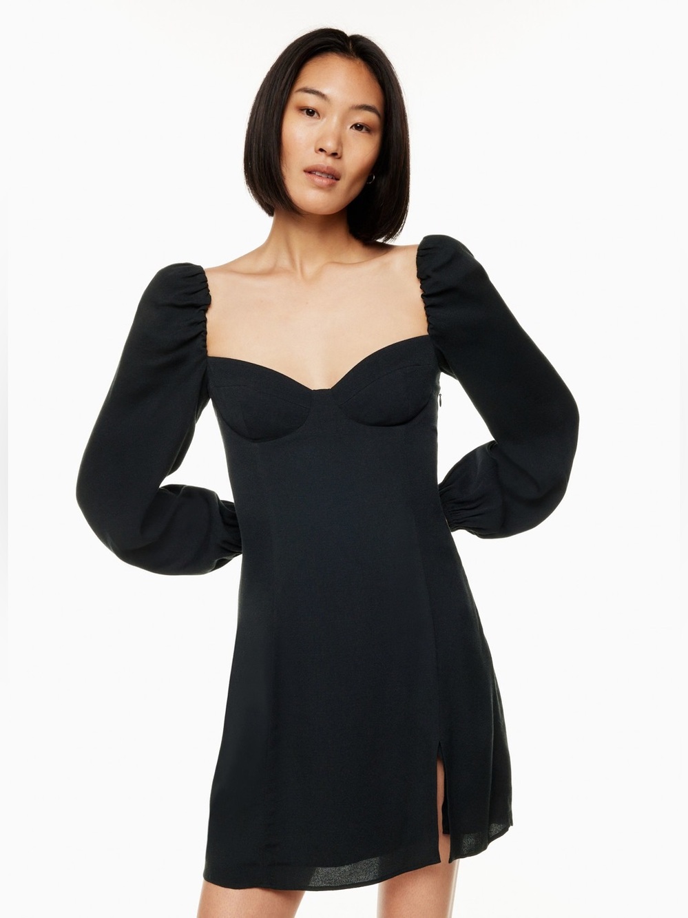 Aritzia Wilfred Novella black mini dress size 8